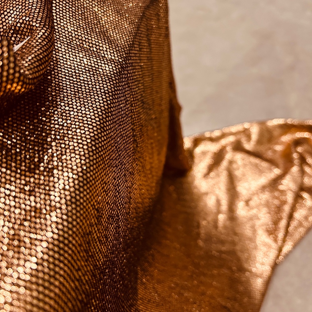 Metallic Copper Mock Neck Sleeveless Top